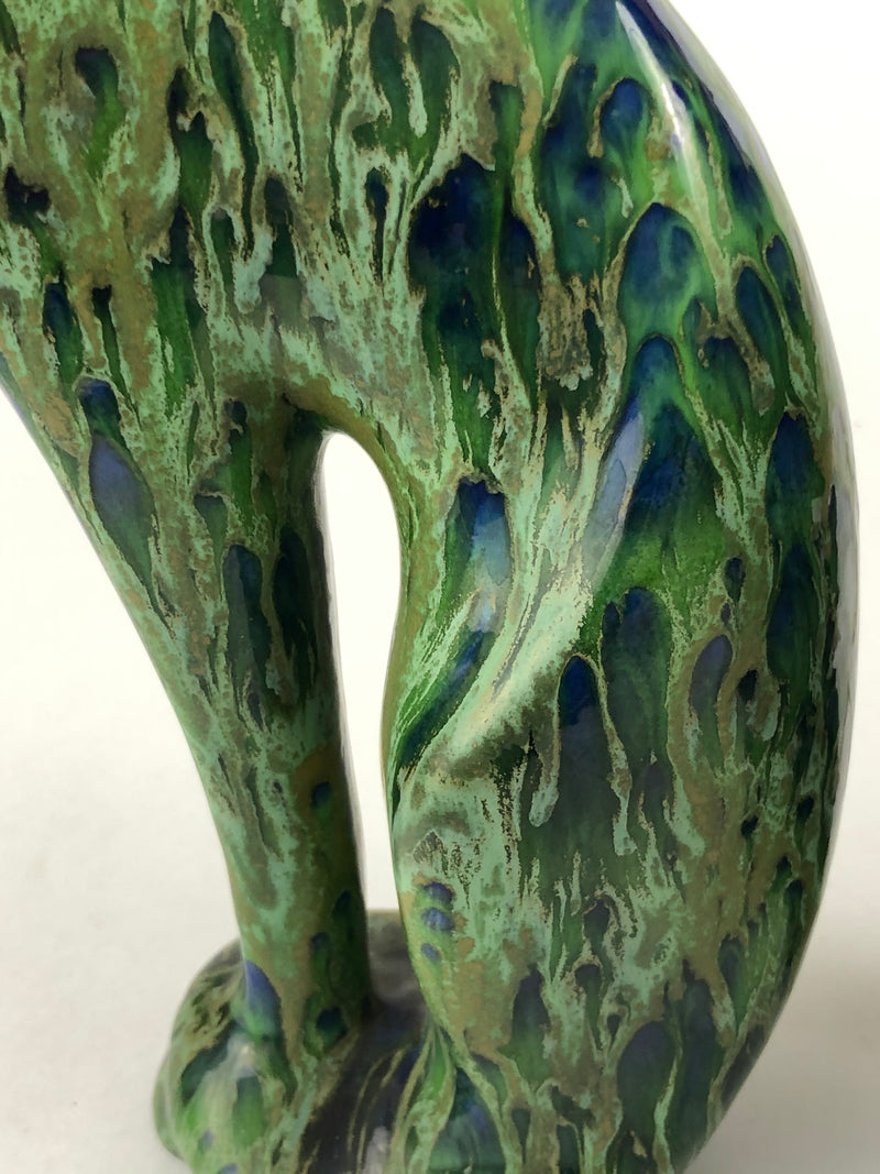 Pair of Art Deco Drip-Glaze Ceramic Cats — European Studio Pottery, c.1930s
