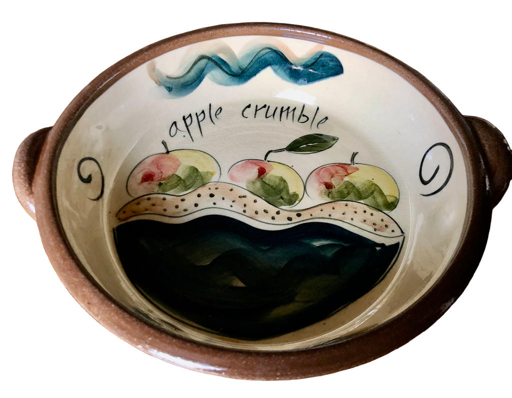 Attributed to Philippa Lee Norfolk Hand-Painted Apple Crumble Baking Dish, c.1990s