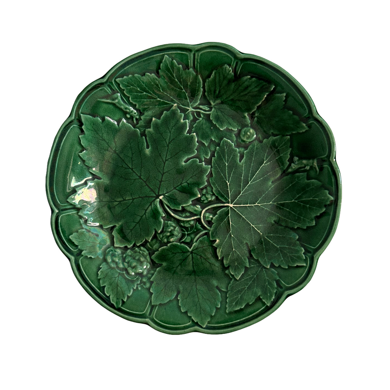 Pair of Victorian Green Majolica Vine and Strawberry Plates, c. 1870–1890