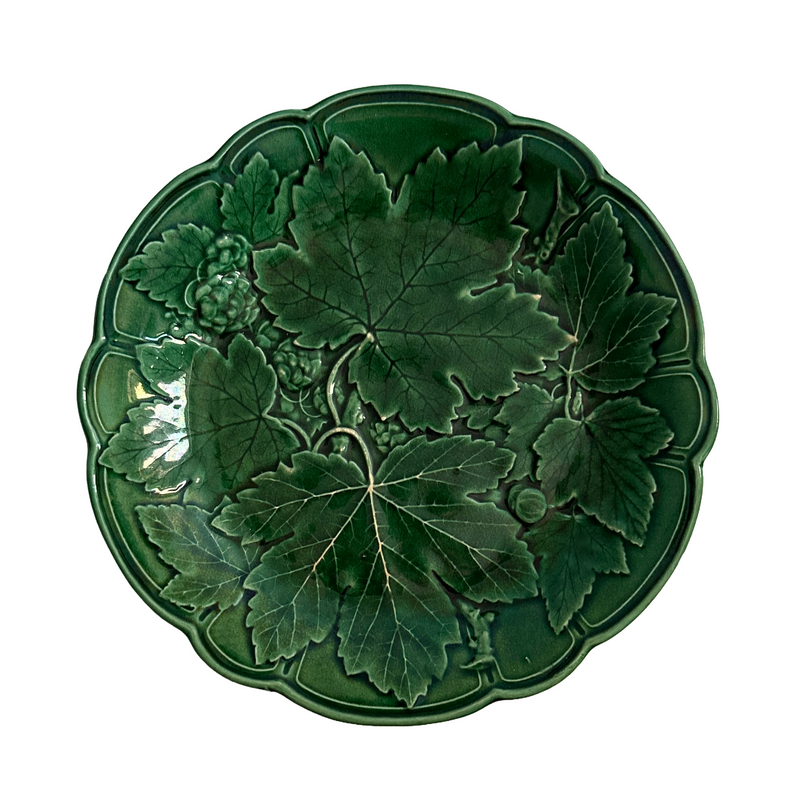 Pair of Victorian Green Majolica Vine and Strawberry Plates, c. 1870–1890