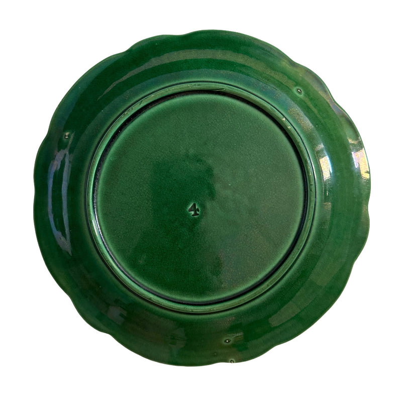 Pair of Victorian Green Majolica Vine and Strawberry Plates, c. 1870–1890
