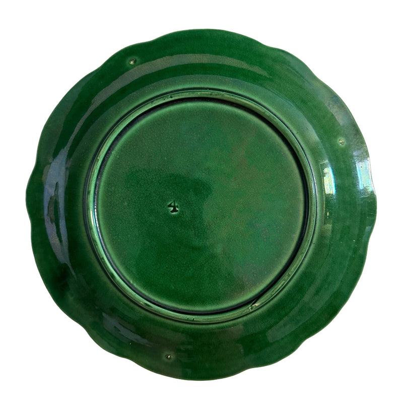 Pair of Victorian Green Majolica Vine and Strawberry Plates, c. 1870–1890