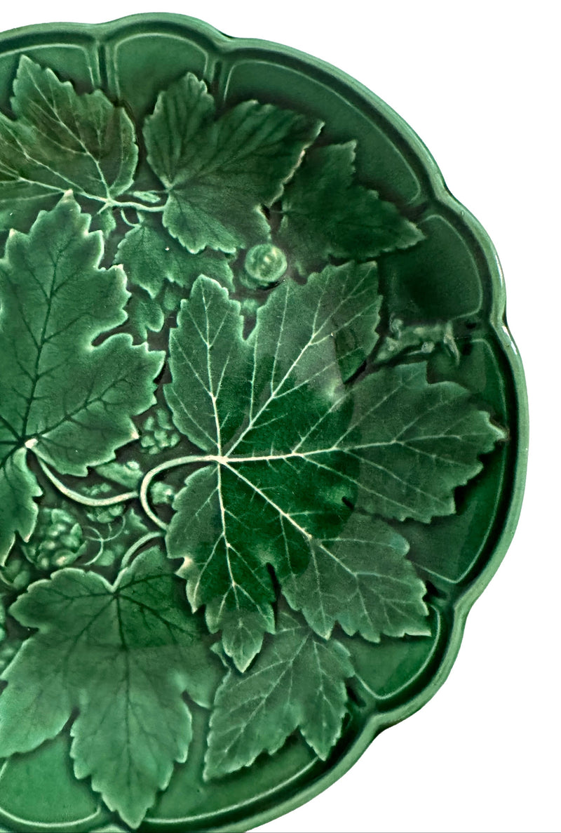 Pair of Victorian Green Majolica Vine and Strawberry Plates, c. 1870–1890
