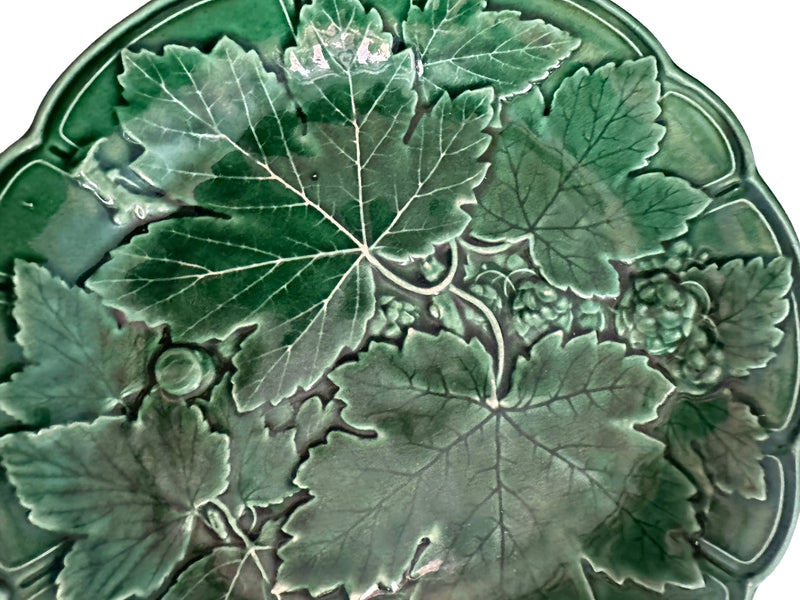 Pair of Victorian Green Majolica Vine and Strawberry Plates, c. 1870–1890