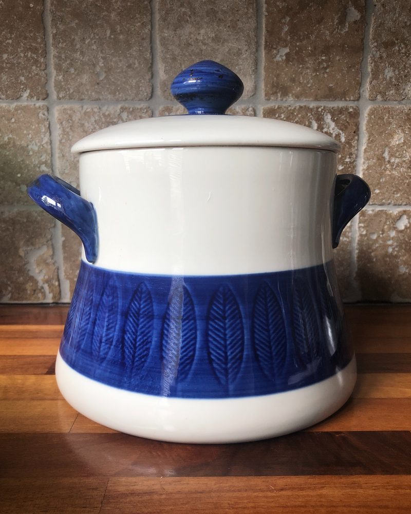 Rorstrand Koka Blue Large Casserole Dish - Bean or Soup Pot, Hertha Bengtson Design, Scandinavian Mid Century