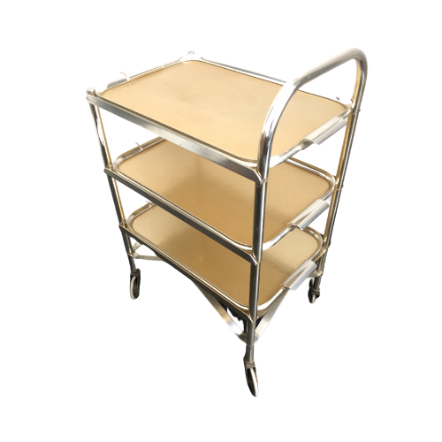 MID CENTURY GOLD DRINKS SERVING TROLLEY 1950