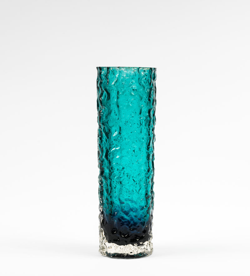 Vintage Aqua Crystal Bark Vase
