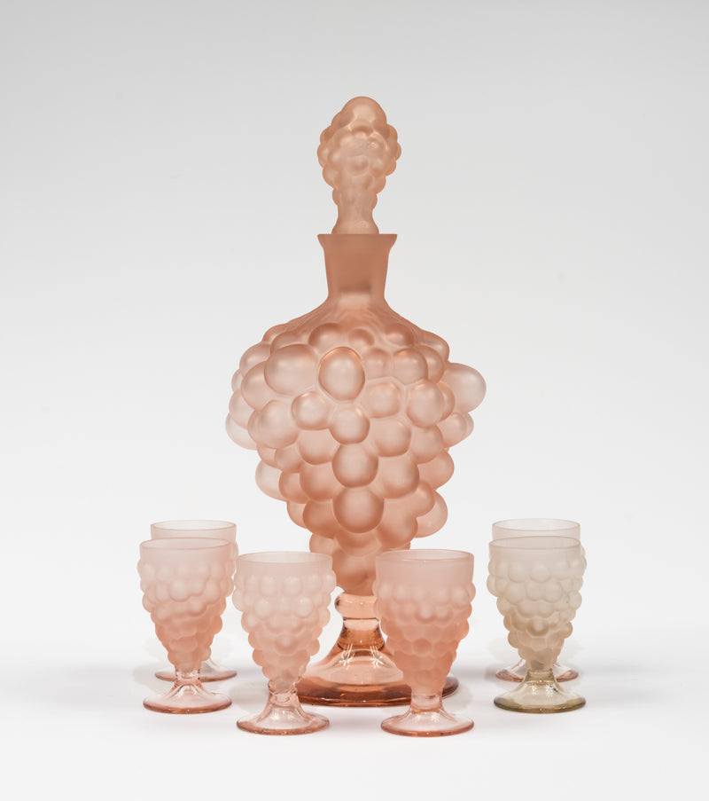 Venetian Glass Dessert Wine Set in the shape of a cluster of grapes