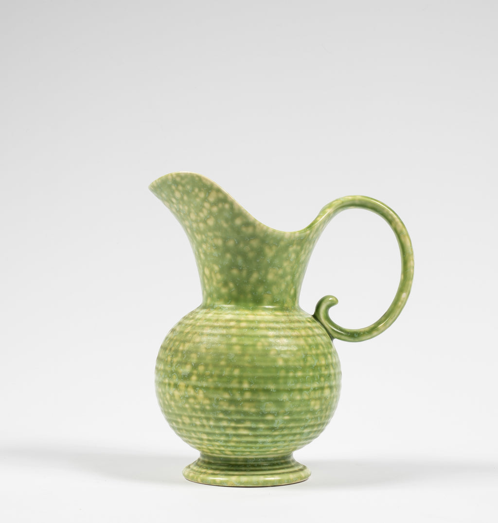 Green Ribbed Jug by Crown Devon Pottery