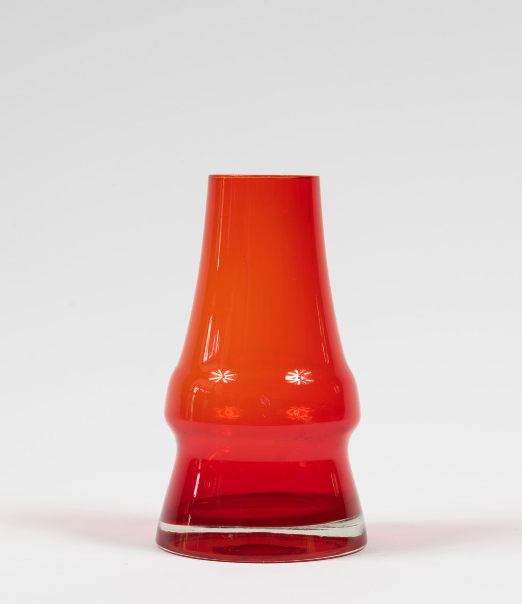 Riihimäen Lasi Oy / Riihimaki Red Glass 'Piippu' Vase by Aimo Okkolin.