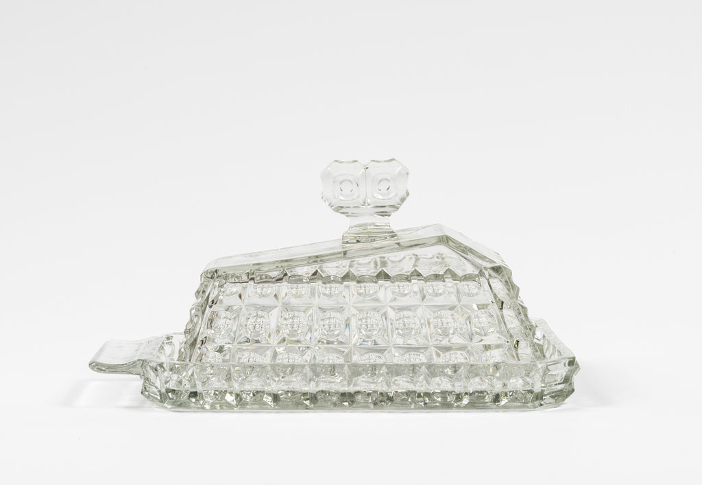 Pressed Glass Lidded Cheese Dish