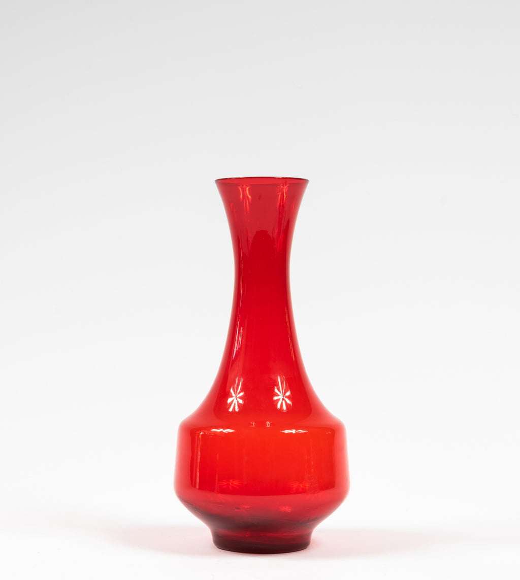 Vintage Japanese Red Glass Vase