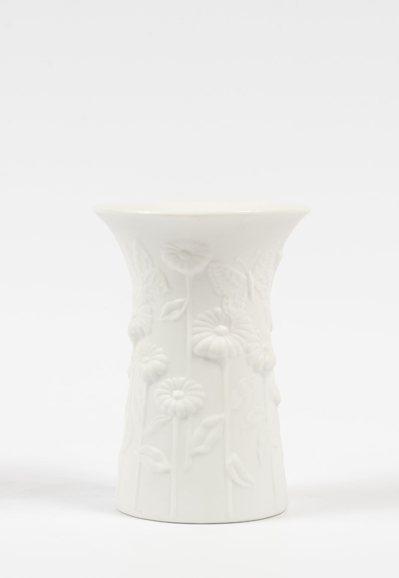 White Bisque Vase with Raised Daisies by Kaiser Porcelain