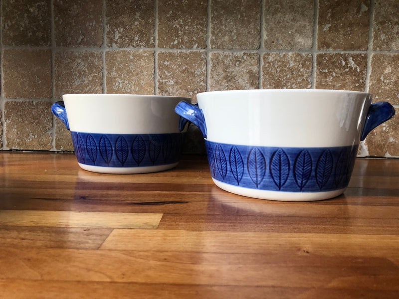 Rostrand Koka Blue Open Ovenproof Dishes / Salad Bowls. Designed by Hertha Bengtson. Sandinavian Mid Century