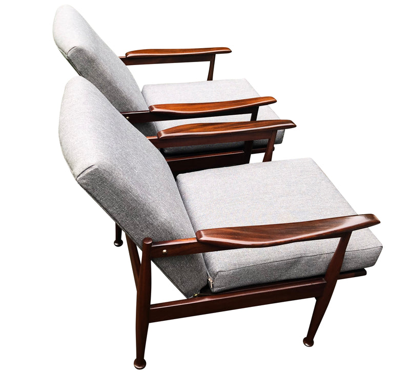 Pair of Mid Century “Manhattan” armchairs by Guy Rogers,designed by Eric Pamphilon 