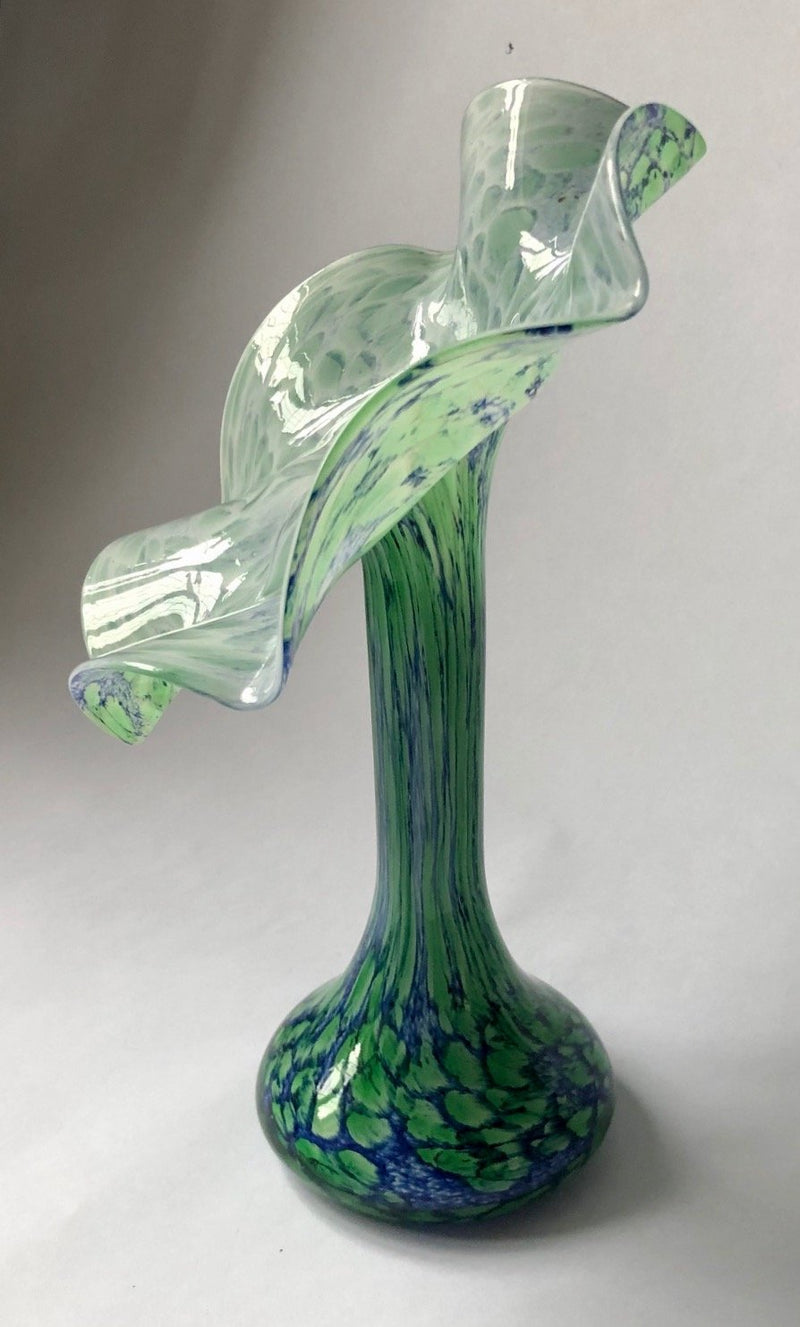 Murano Jack in the Pulpit Splatter Vase in Blue , Green & White